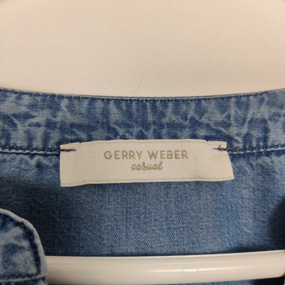 Gerry Weber Women's Tunic Sz 10 Blue Tencel Denim Upcycled Bohemian Cottagecore - Picture 2 of 9